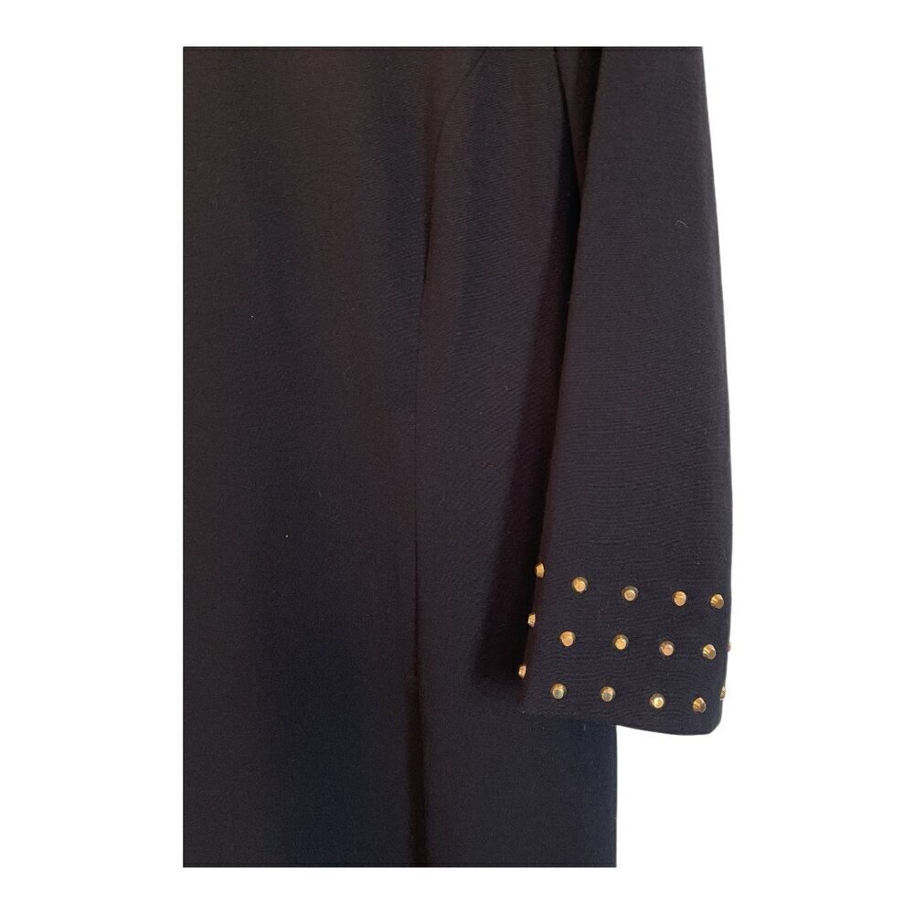 Michael Kors Black 3/4 Sleeve Structured Dress Gold Stud Sz 10 City Party Modern - Picture 4 of 10